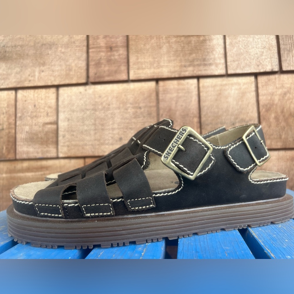 VTG Y2K Skechers Chunky Fisherman Jammers Leather Sandals SN6708 Men Size US 11